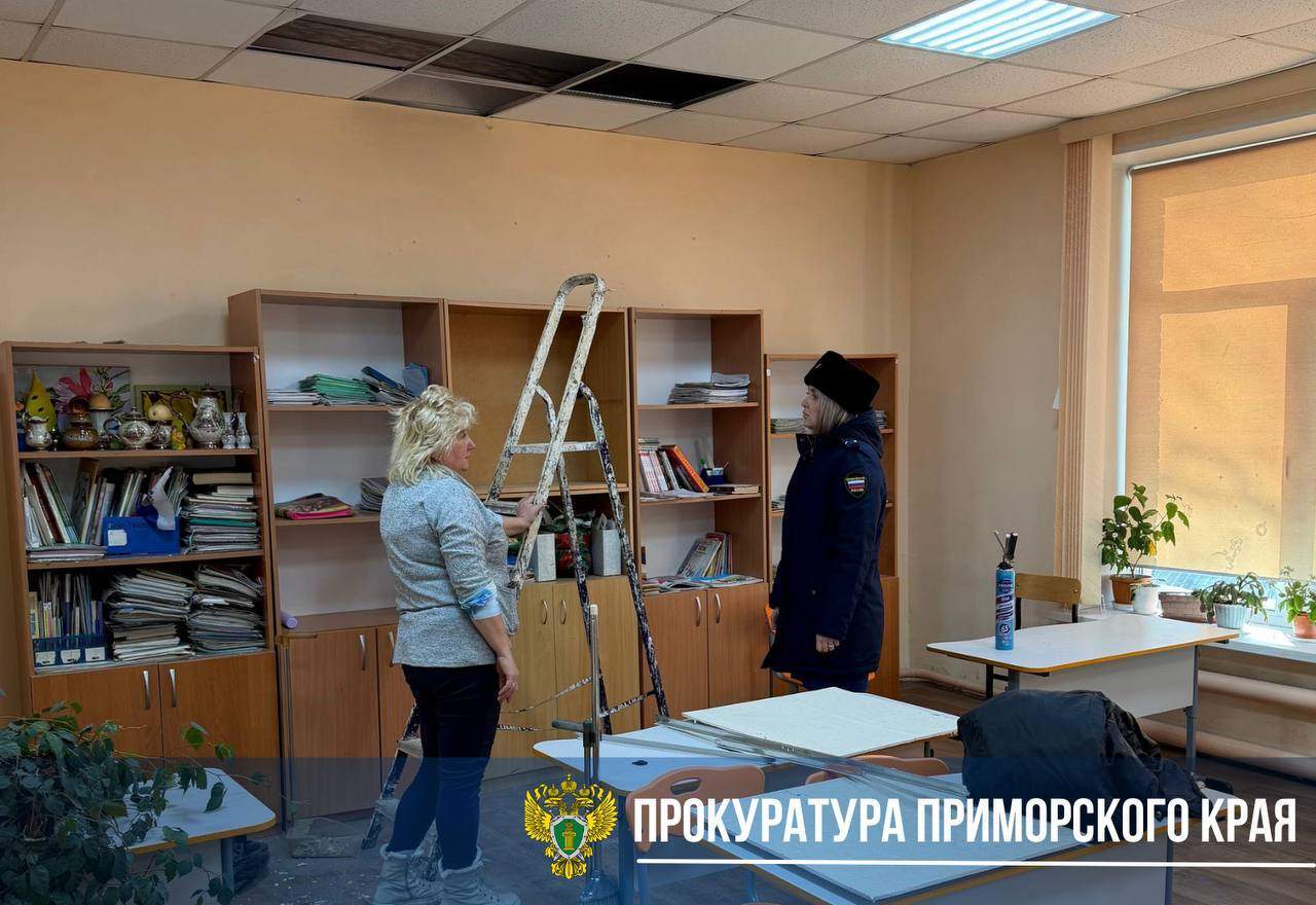 В школе села Вольно-Надеждинское обрушился потолок