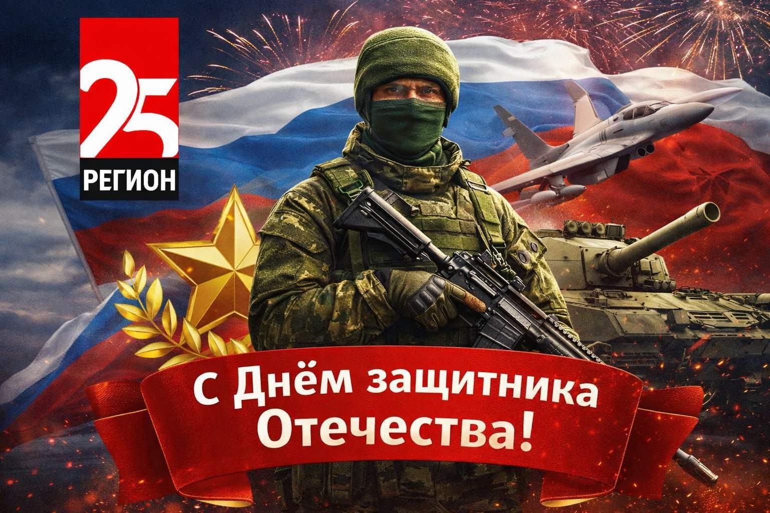 Телеканал 25 РЕГИОН поздравляет с Днём защитника Отечества